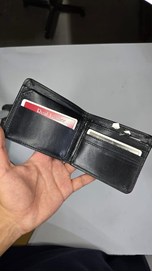 Black Bifold Wallet for Men with Red Border | Premium Leather Style
