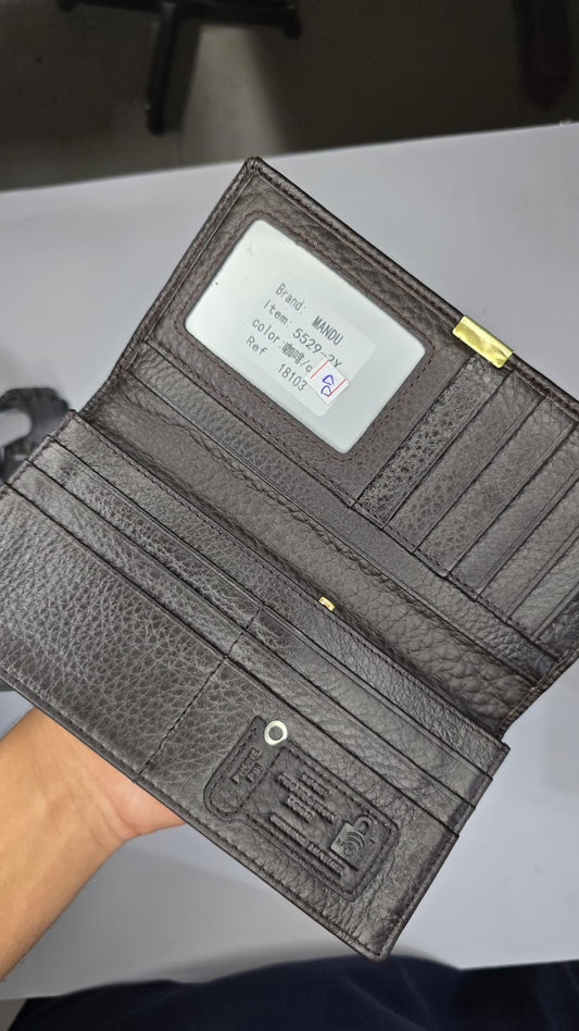 Dark Brown Textured Long Wallet for Men | Premium Leather Style