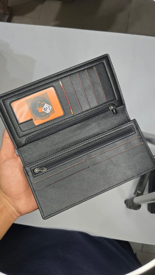 Men's Long Wallet – Black | Premium Leather Style
