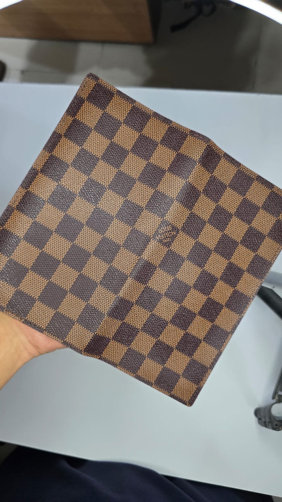 Men's Checkered Long Wallet – Brown | Premium Leather Style