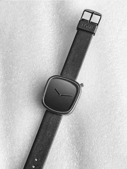 TOMI Men's All Black Dial Black Strap Watch