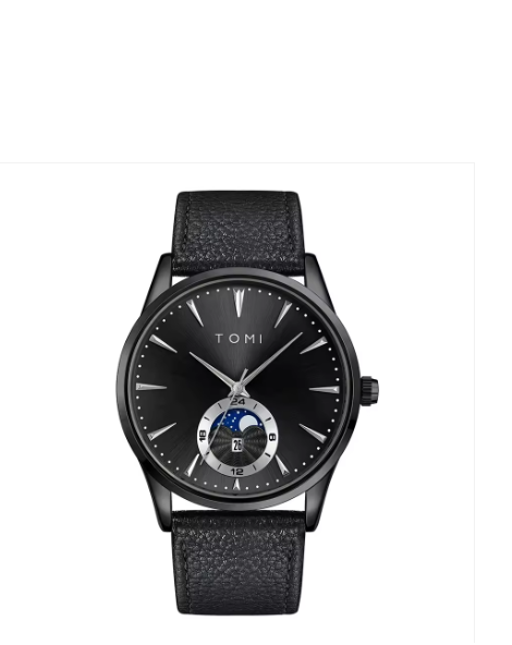 TOMI Men's Black Dial Black Strap Watch