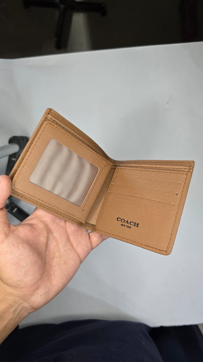 Khaki Signature Print Horizontal Bifold Wallet