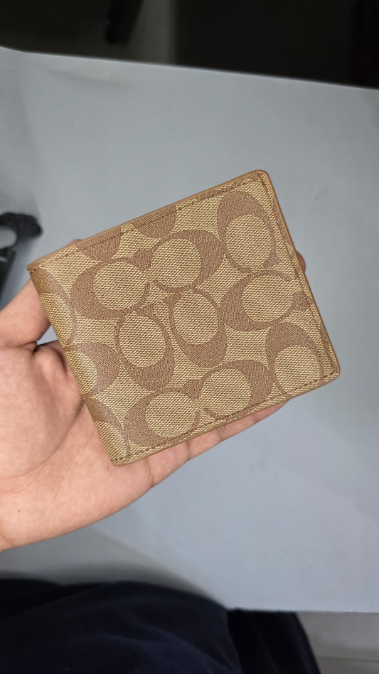 Khaki Signature Print Horizontal Bifold Wallet