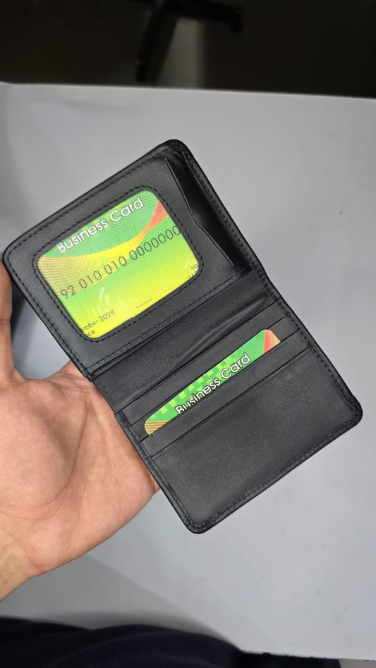Black Premium Vertical Leather Wallet for Men | Slim Minimalist Card Holder