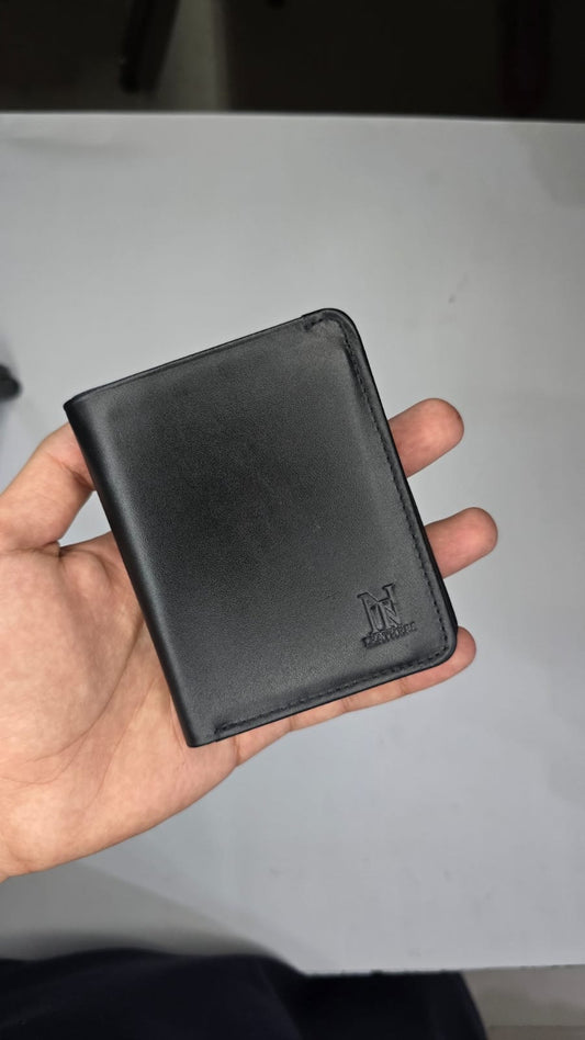 Black Premium Vertical Leather Wallet for Men | Slim Minimalist Card Holder