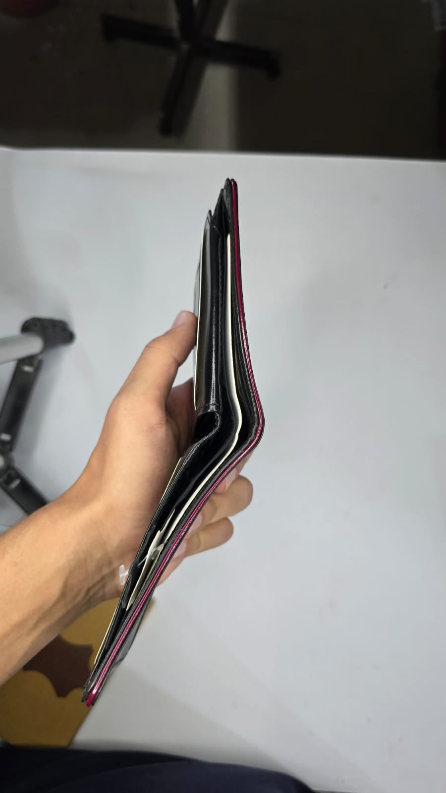 Black Bifold Wallet for Men with Red Border | Premium Leather Style
