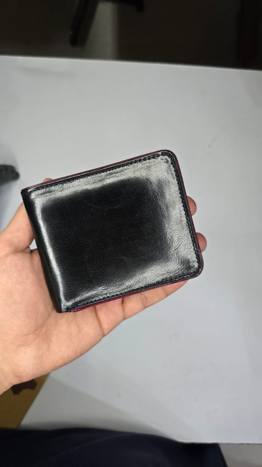 Black Bifold Wallet for Men with Red Border | Premium Leather Style
