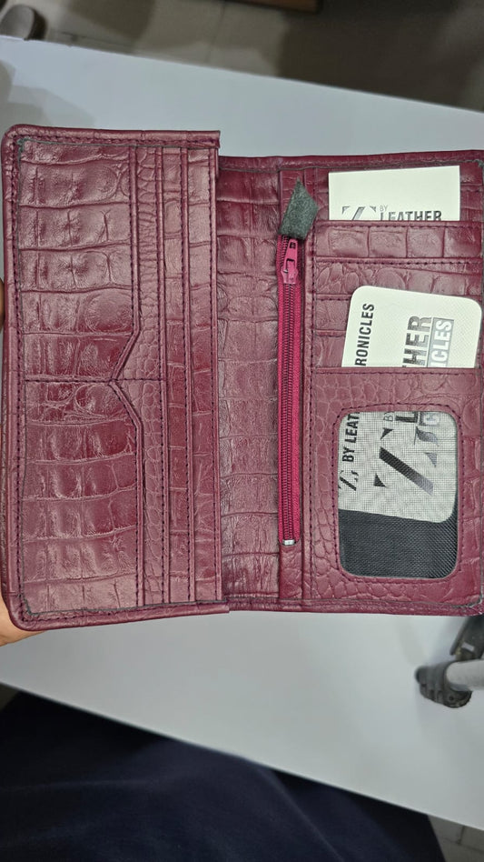 Men's Premium Maroon Long Wallet