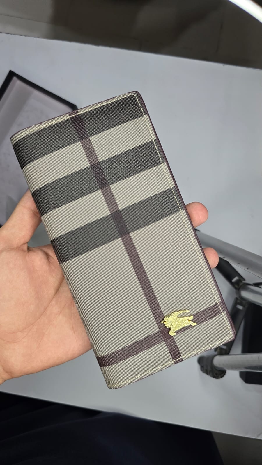 Men's Premium Checkered Long Wallet