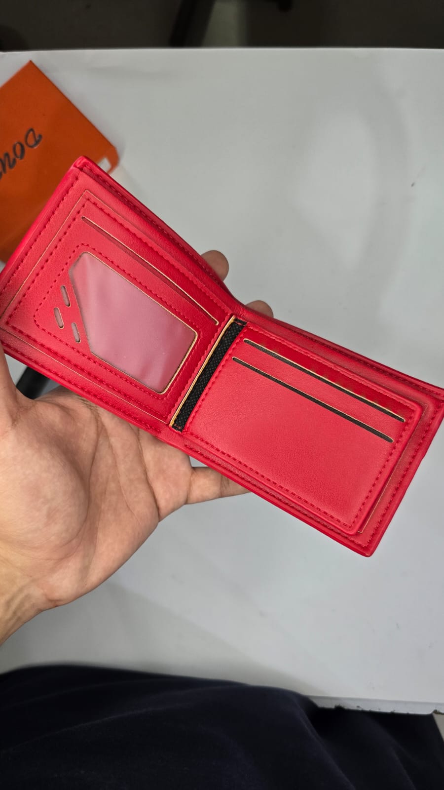 Red, White, and Black Colorblock Horizontal Bifold Wallet