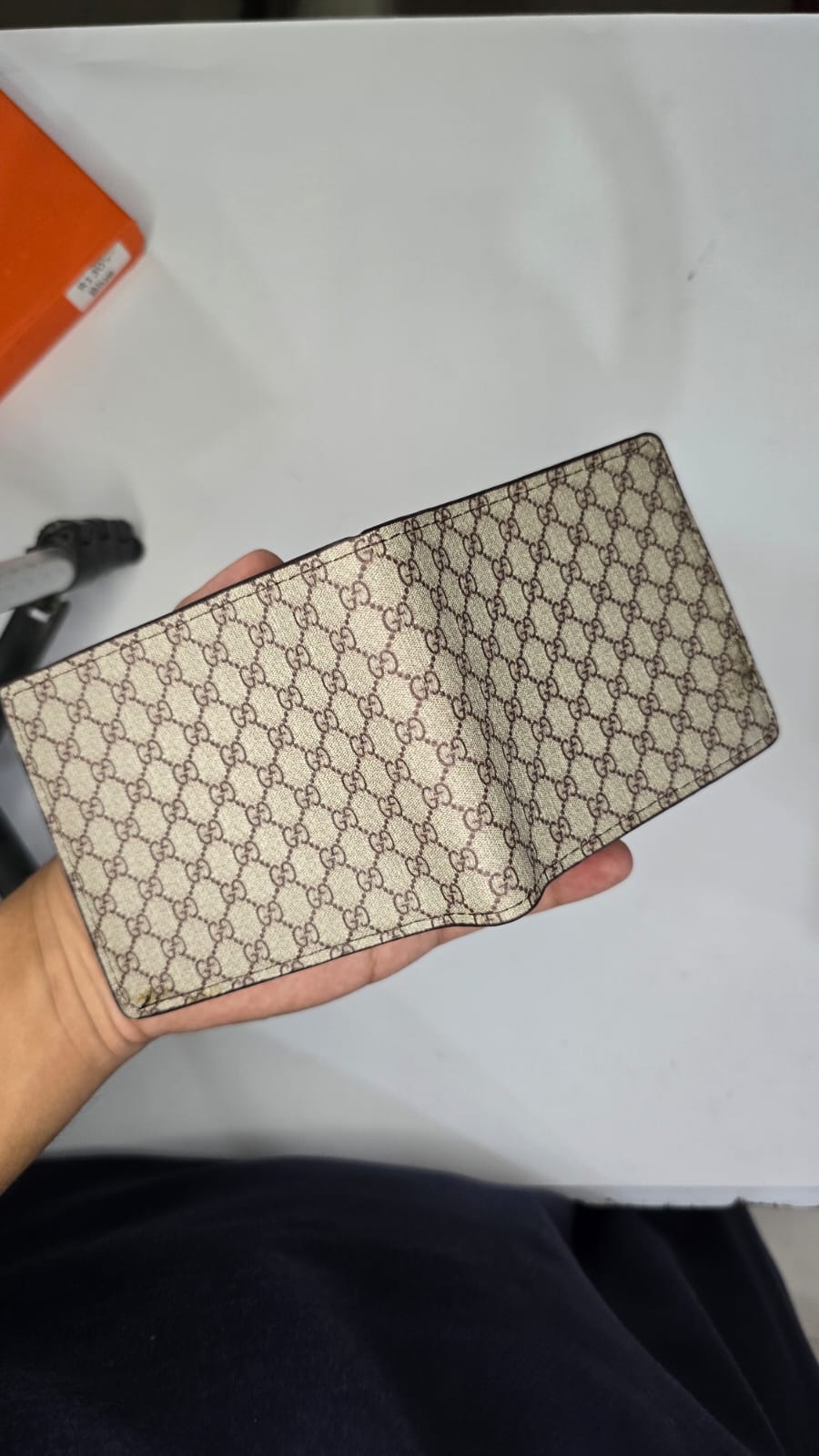Luxury GG Pattern Men's Bifold Wallet – Beige & Brown Designer Style Wallet