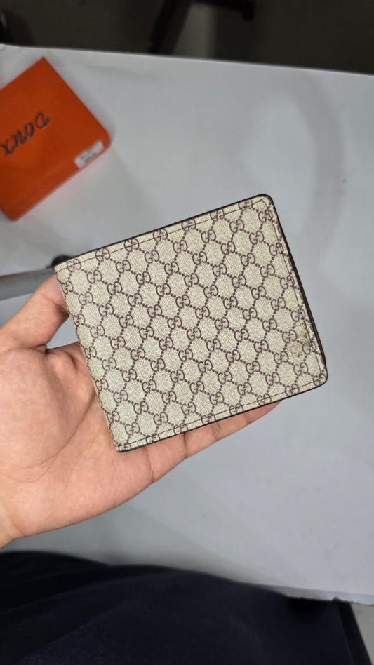 Luxury GG Pattern Men's Bifold Wallet – Beige & Brown Designer Style Wallet