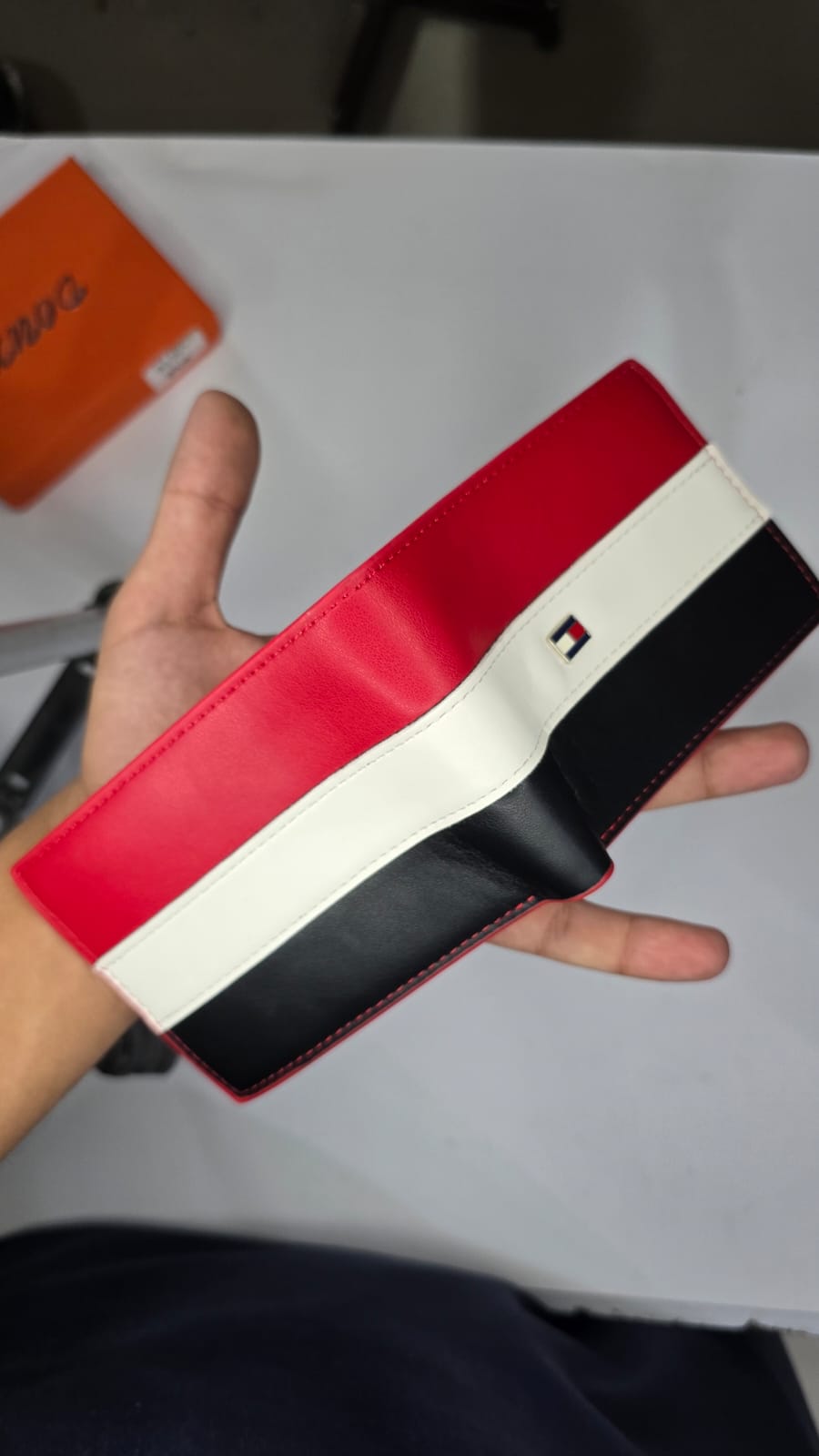 Red, White, and Black Colorblock Horizontal Bifold Wallet
