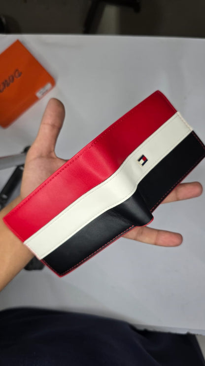 Red, White, and Black Colorblock Horizontal Bifold Wallet