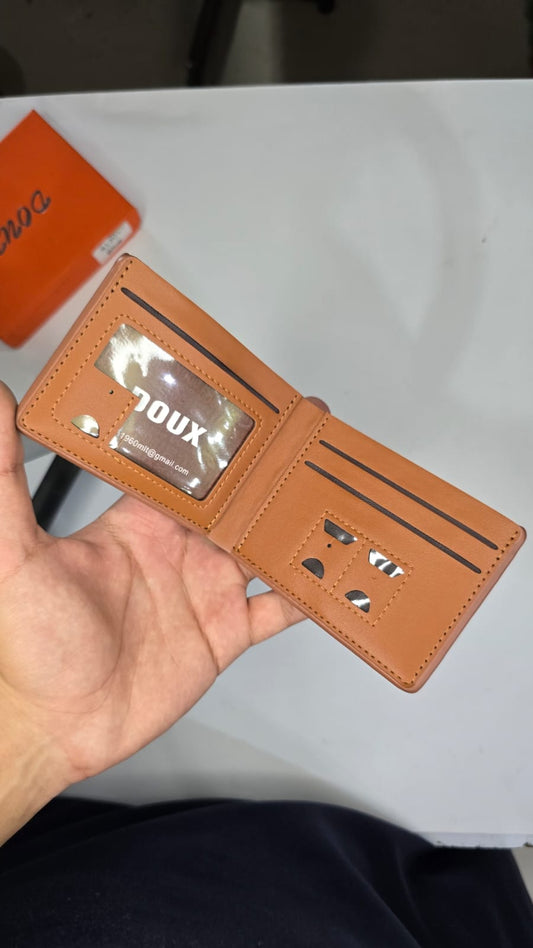 DOUX Tan Minimalist Men's Wallet – Slim Bifold Leather Style Card Holder