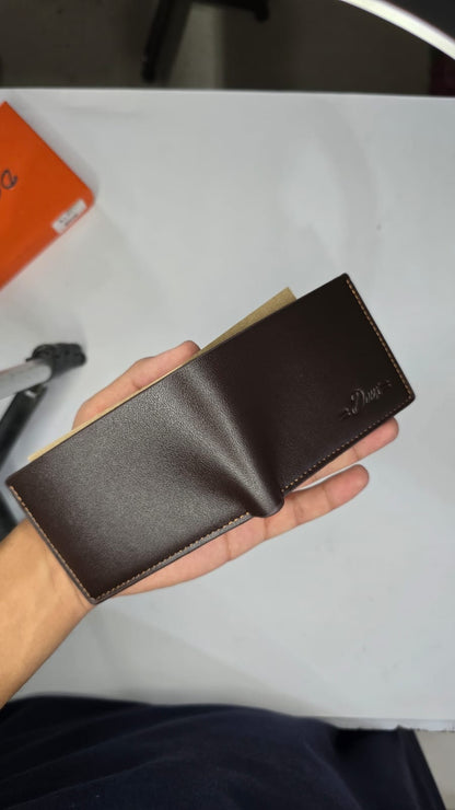 Doux Dark Brown Bi-Fold Leather Wallet for Men | Classic Slim Wallet