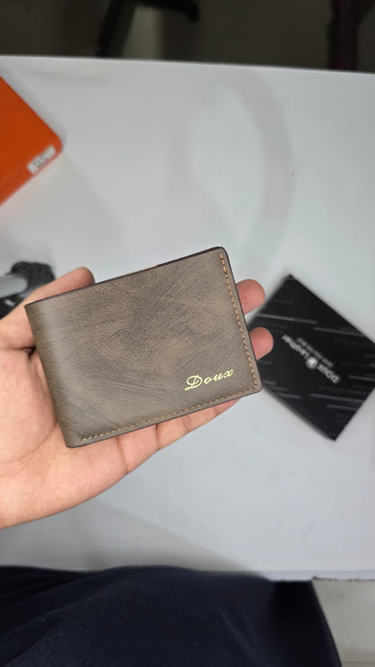Doux Brown Bi-Fold Leather Wallet for Men | Premium Slim Wallet