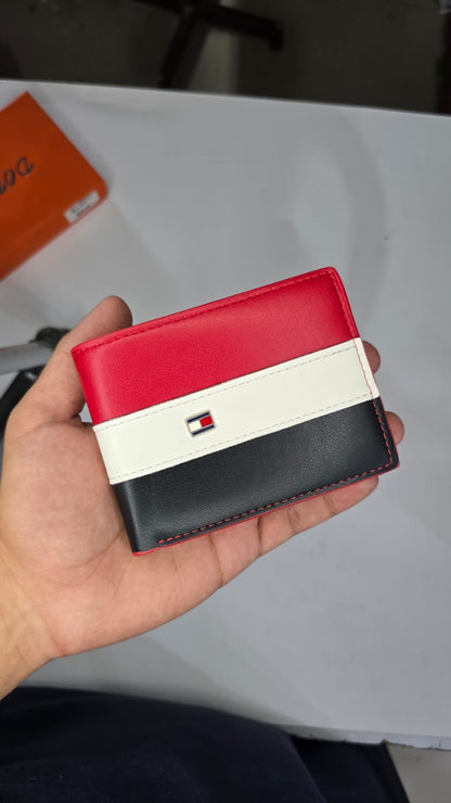Red, White, and Black Colorblock Horizontal Bifold Wallet