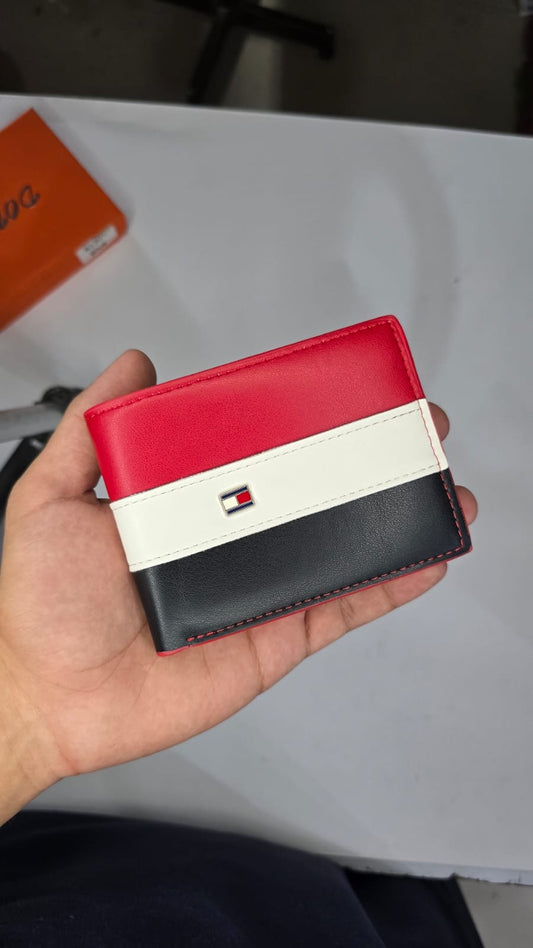 Red, White, and Black Colorblock Horizontal Bifold Wallet