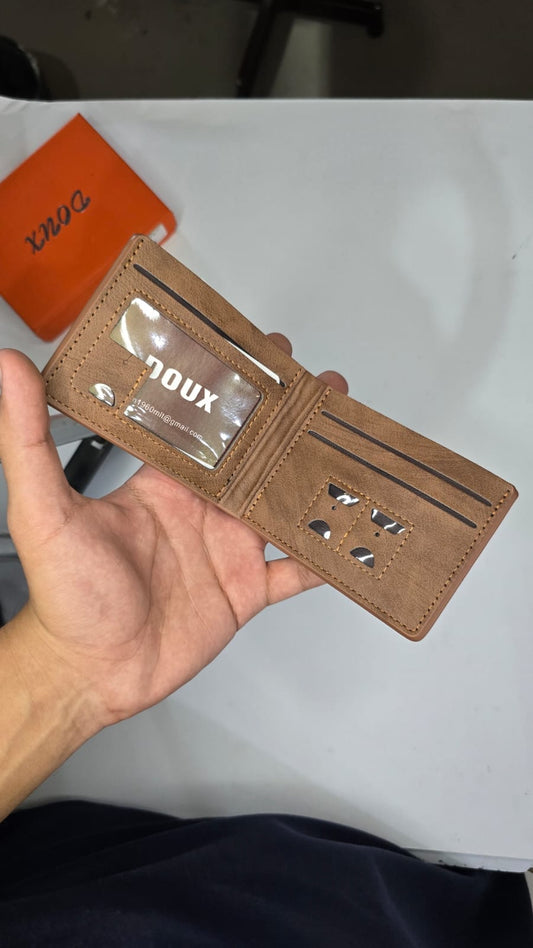 Light Brown Horizontal Bifold Wallet with Gold Logo
