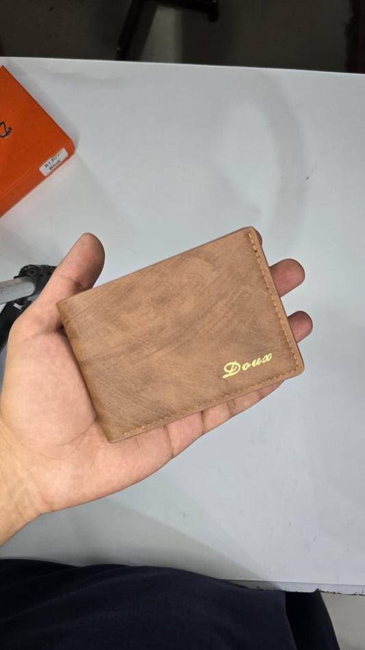 Light Brown Horizontal Bifold Wallet with Gold Logo