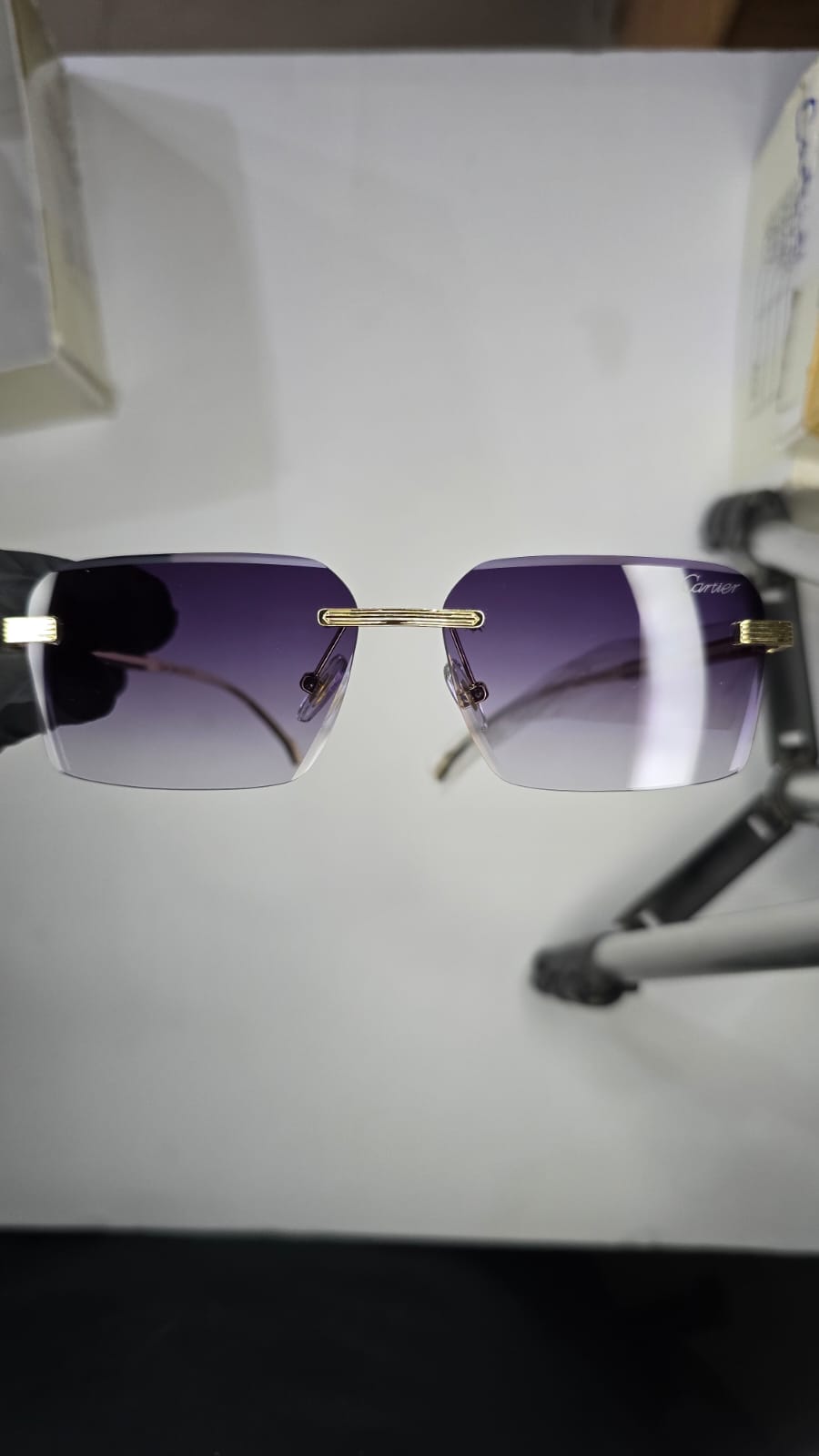 Premium Designer Style Rimless Rectangular Sunglasses (Luxury Copy)