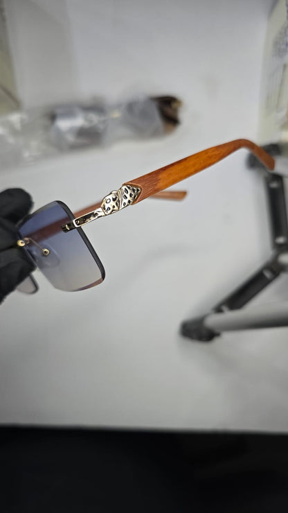 Premium Designer Style Rimless Rectangular Grey Gradient Sunglasses (Luxury Copy)