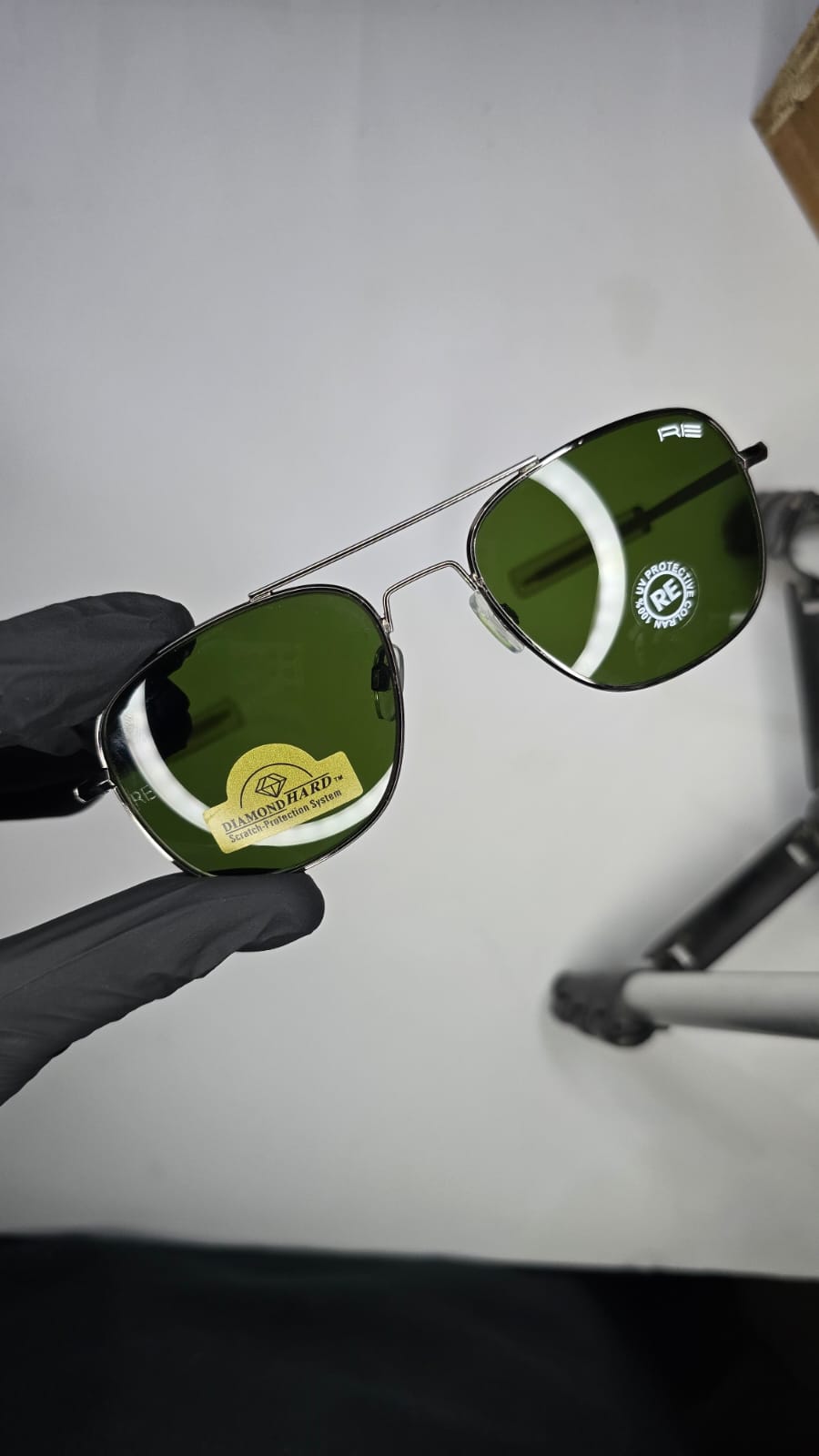 RE Hexagonal Aviator Sunglasses – Green Lens